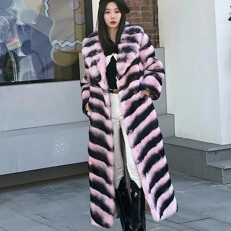 Real Featured Whole Leather Real Rabbit Fur Coat Simple Street Warm women's winter Whole Leather fur coat 2022 New