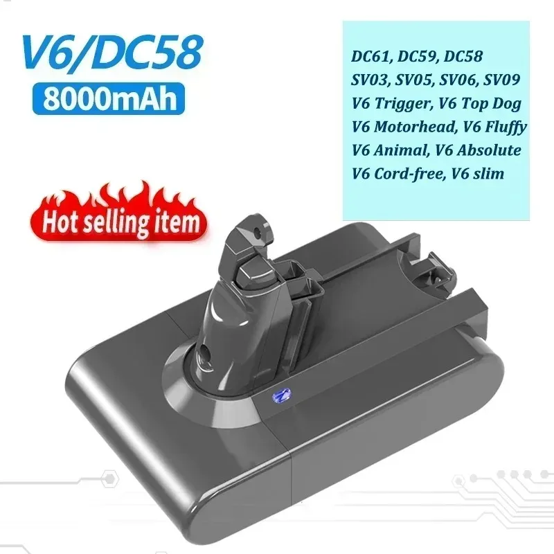 

8.0Ah for Dyson V6 V7 V8 V10 Rechargeable Bateria SV10 SV11 SV12 SV09 SV05 Vacuum Cleaner Battery DC61 Cyclone Mattress Battery