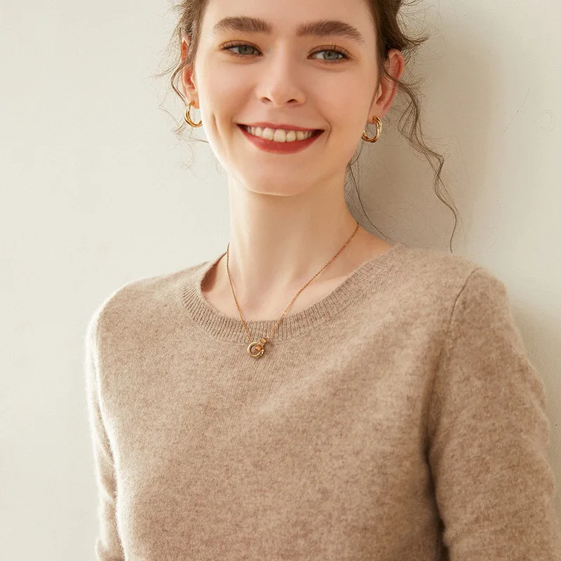 Herbst und Winter Kaschmirpullover Damen Rundhalspullover lässig gestrickt Top Damen kurze Unterwolle Mode 18 Farben