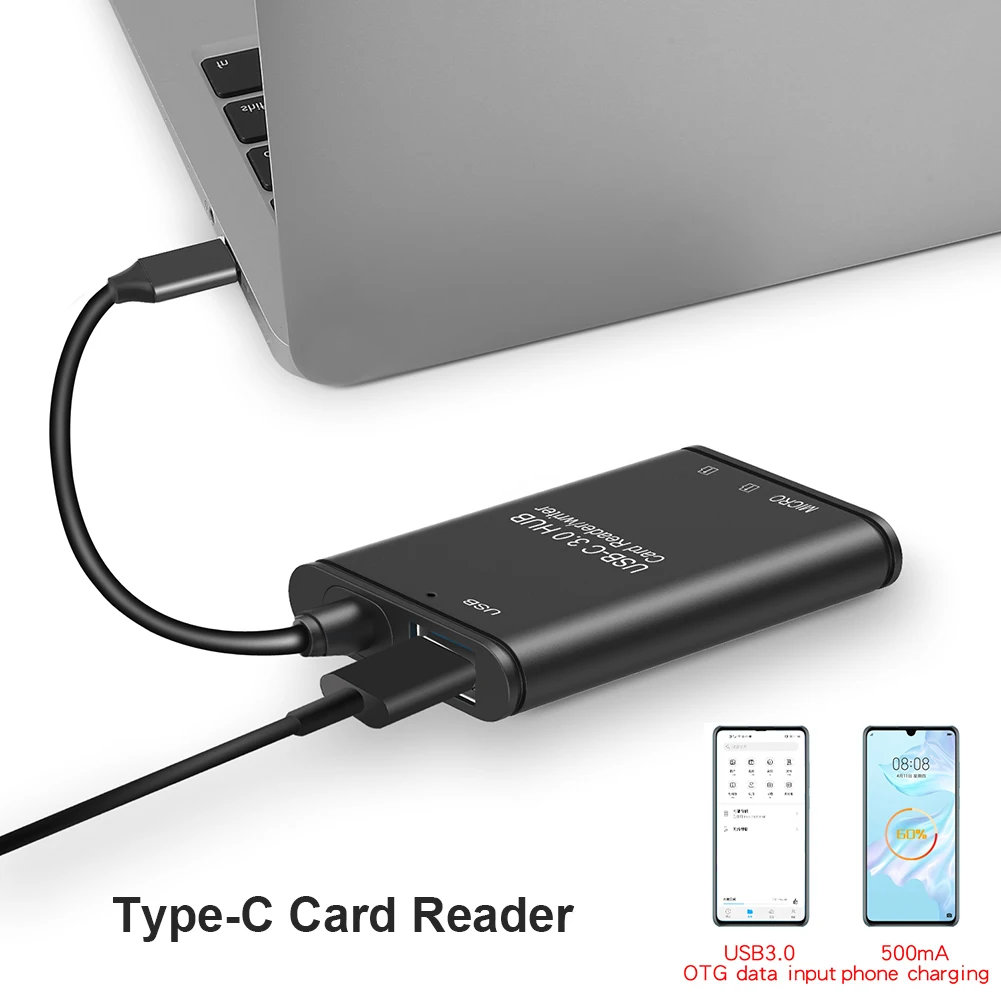 Memory Card Reader Office Caring Computer USB Type 3.1 C to USB 3.0 OTG Adapter Supplies for Laptop Smartphone