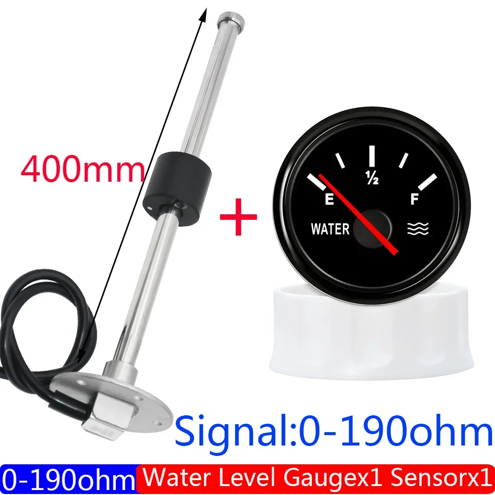 Waterniveausensor + 52 mm waterniveaumeter tankanicator met rode achtergrondverlichting 0-190Ohm waterniveaumeter voor auto boot 9-32V op maat