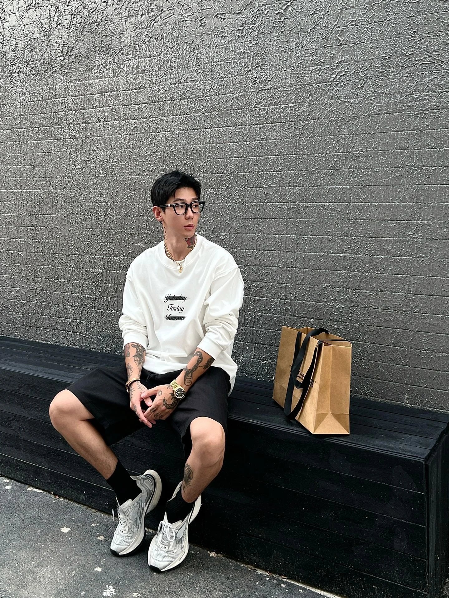 

Trendy Cotton Long Sve round Ne T-irt Men's Loose Fit Spring Autumn Base Layer Heavyweight Cartoon Print Anti-Bacterial