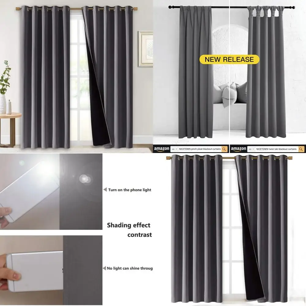 

Серые плотные шторы с термоизоляцией, пара для столовой, энергетическое и шумоподавление, 70x84 дюймов