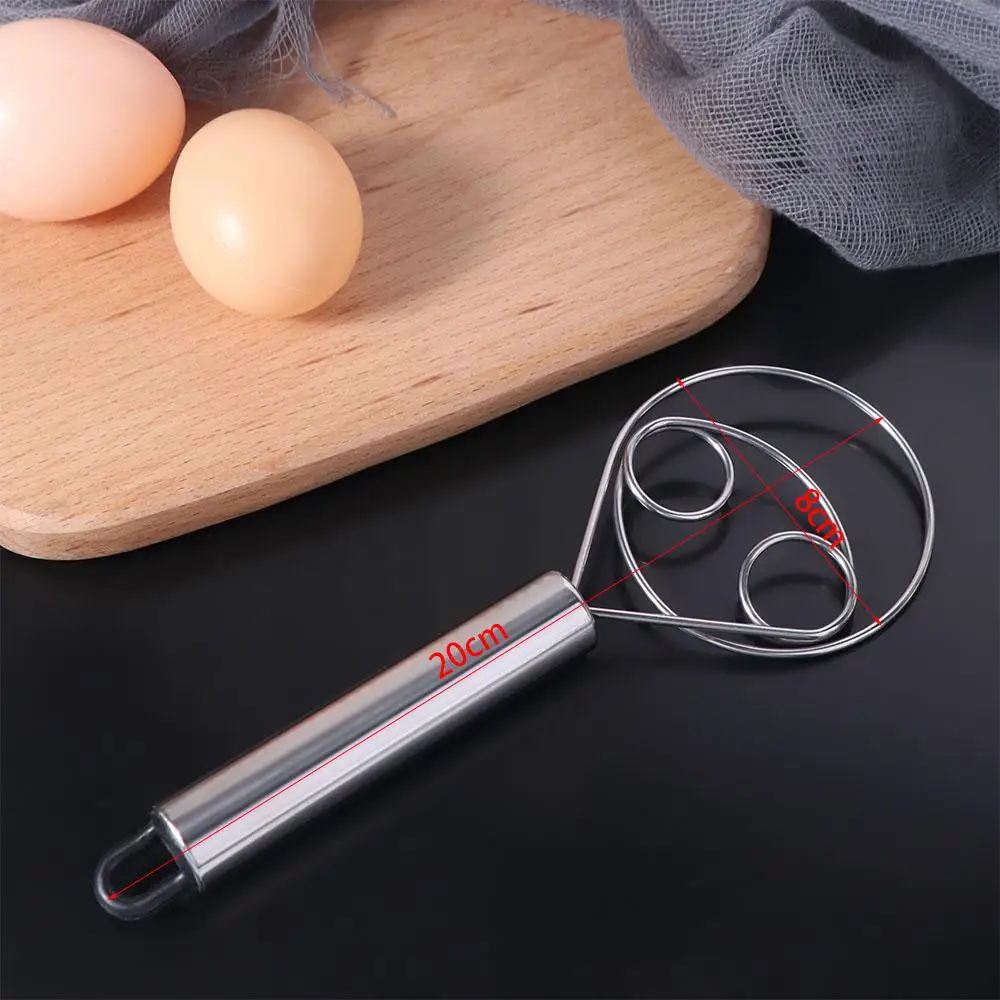 Handheld Stainless Steel Dough Whisk Multifunctional Rust-proof Anti-stick Dough Mixer Stick Silver Egg Beater Bread