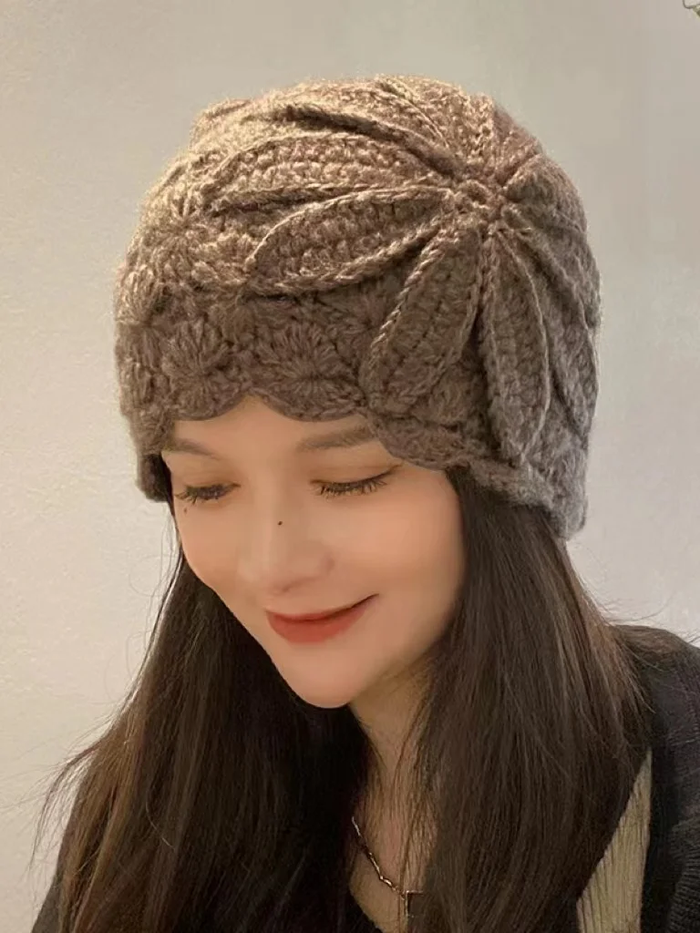 Slimming Hollow Out  Winter Knitted Beanies for Women Fashion Solid Warm Cashmere Caps Skullies Beanies Female Thick Hats R88