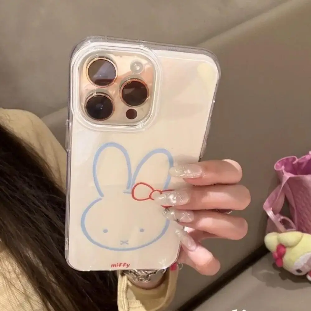 Miffy coelho dos desenhos animados bonito tela cheia coelho dupla camada caso de telefone é adequado para iphone16 15 14 13 12 11pro max plus series