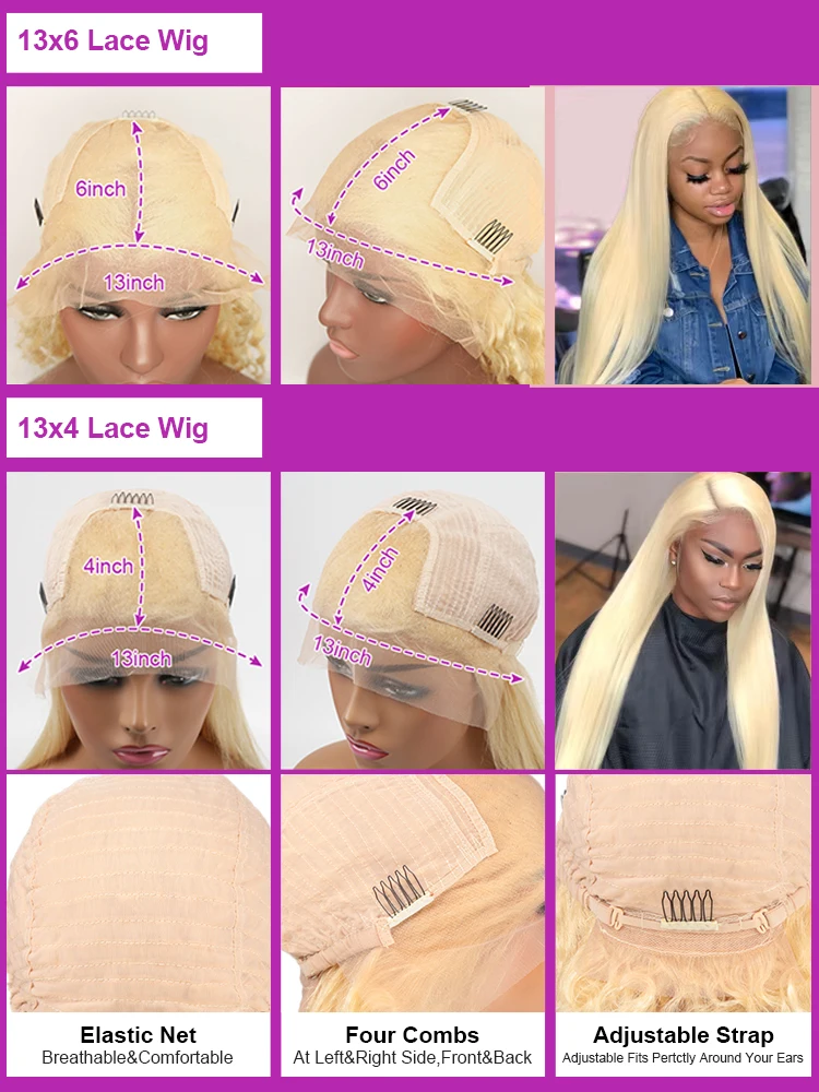 613 Blonde 13x6 HD Lace Frontal Wig 40 Inch Deep Wave Human Hair Honey Blonde Lace Front Wig Pre Plucked Natural Hairline For Women Cosplay - view 7