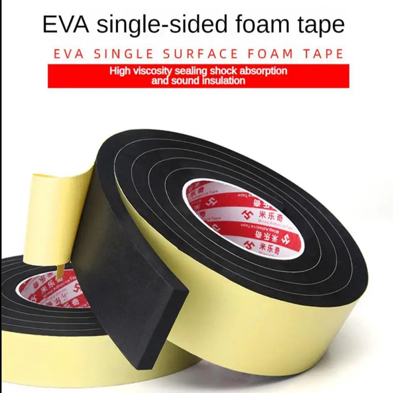 2M EVA Black Single-sided Sponge Foam Tape 5mm 8mm 10mm Thickness Cushioning Soundproof Super Sticky Rubber Tape Wholesale