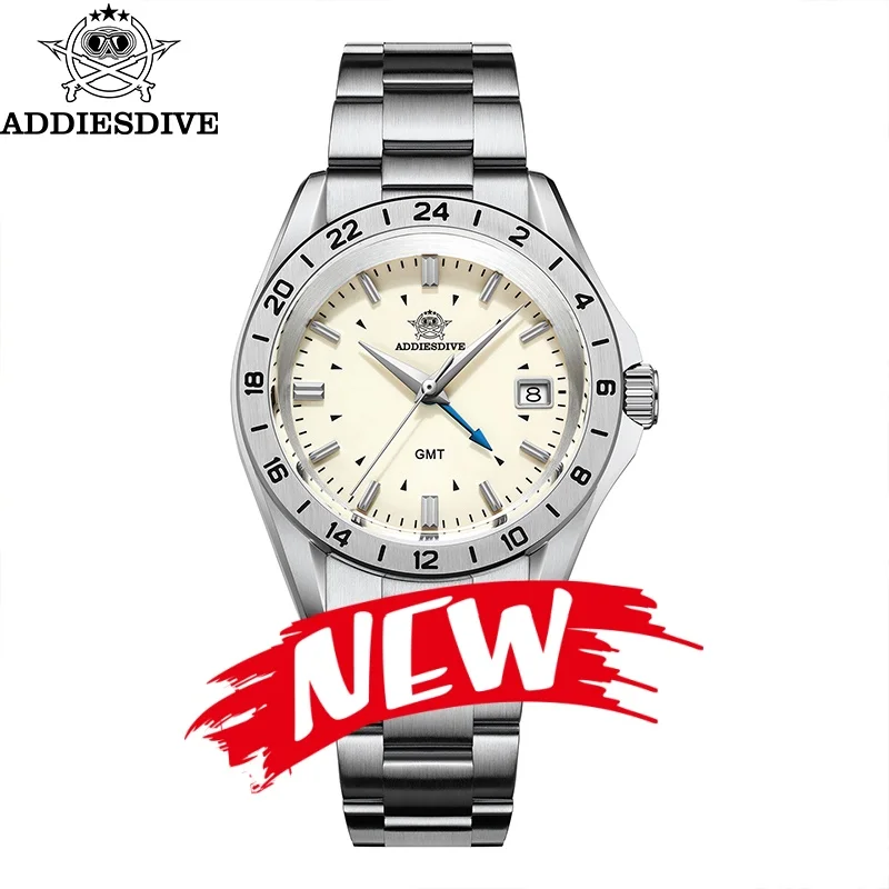 

ADDIESDIVE AD2063 Men Luxury GMT Watch Sapphire Glass B20Bar Waterproof 316L Stainless Steel Classic Quartz Watches reloj