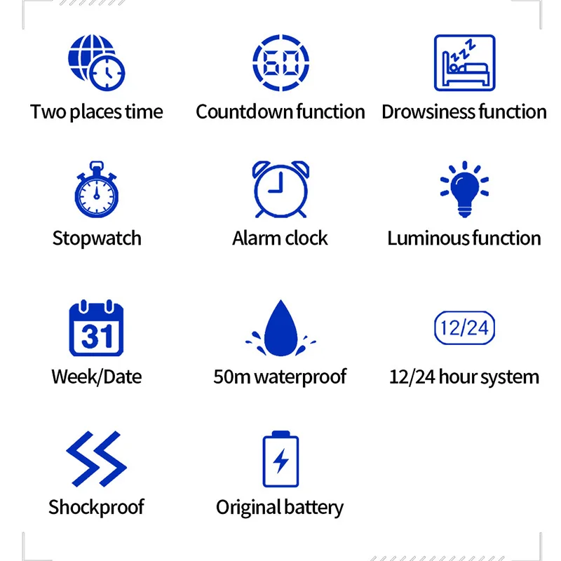 SANDA Top Brand Square Male Female LED Analog Digital Electronic Watch Multi Functional Countdown Waterproof Men's Wrist Watches