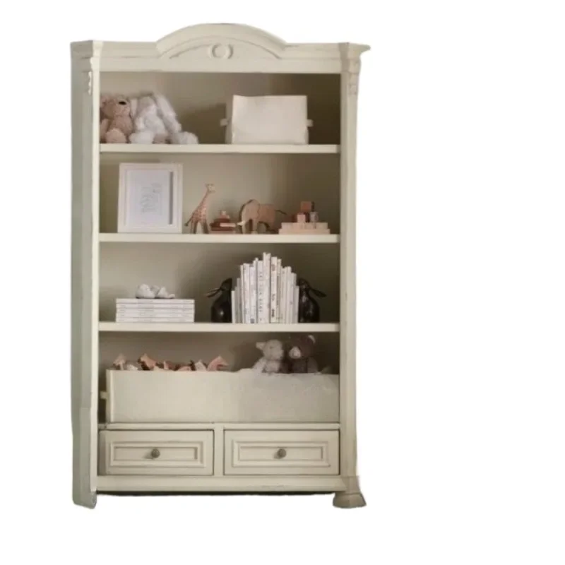 American rural antique retro bookcase French European old bookshelf shelf