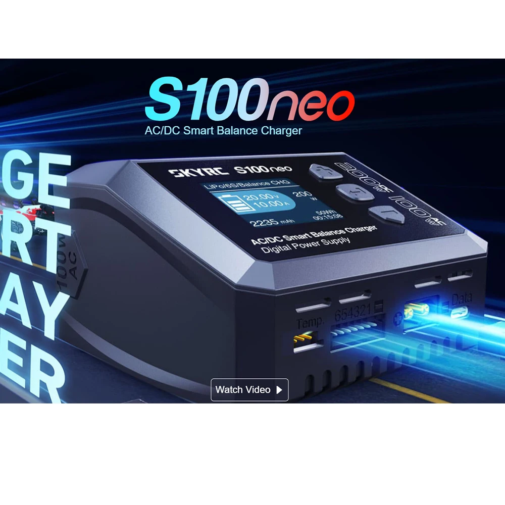 ใหม่ SKYRC S100neo BALANCE Charger AC100W DC200W 12A สมาร์ท LiPo แบตเตอรี่ RC Charger Discharger สําหรับ LiPo/Li-Ion/Life/NiMH/NiCd/Pb