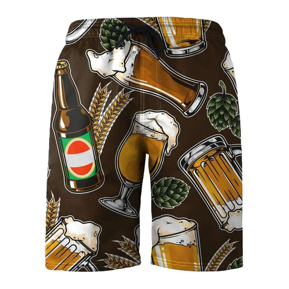 

HXFashion мужские шорты гавайские богемные шорты с принтом пива полиэстер брюки с карманами спортивная одежда мужская одежда