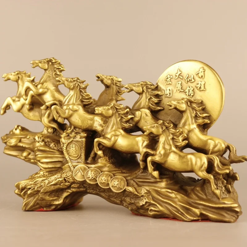 Brass Eight Galloping Horses: A Grand Journey of a Thousand Miles - Decorative Gift Craft Ornament for Home and Office