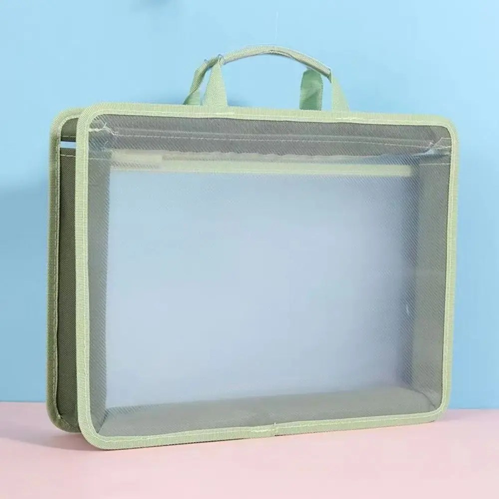 Large Capacity Transparent a4 Handbag Thickened Waterproof Portable Documents Bag Zippered Protective Plastic File Organizer