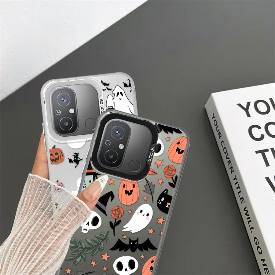 Capa de telefone para xiaomi poco c50 x3 nfc c51 c61 x3 pro casca macia abóbora morcego feliz fantasma padrão