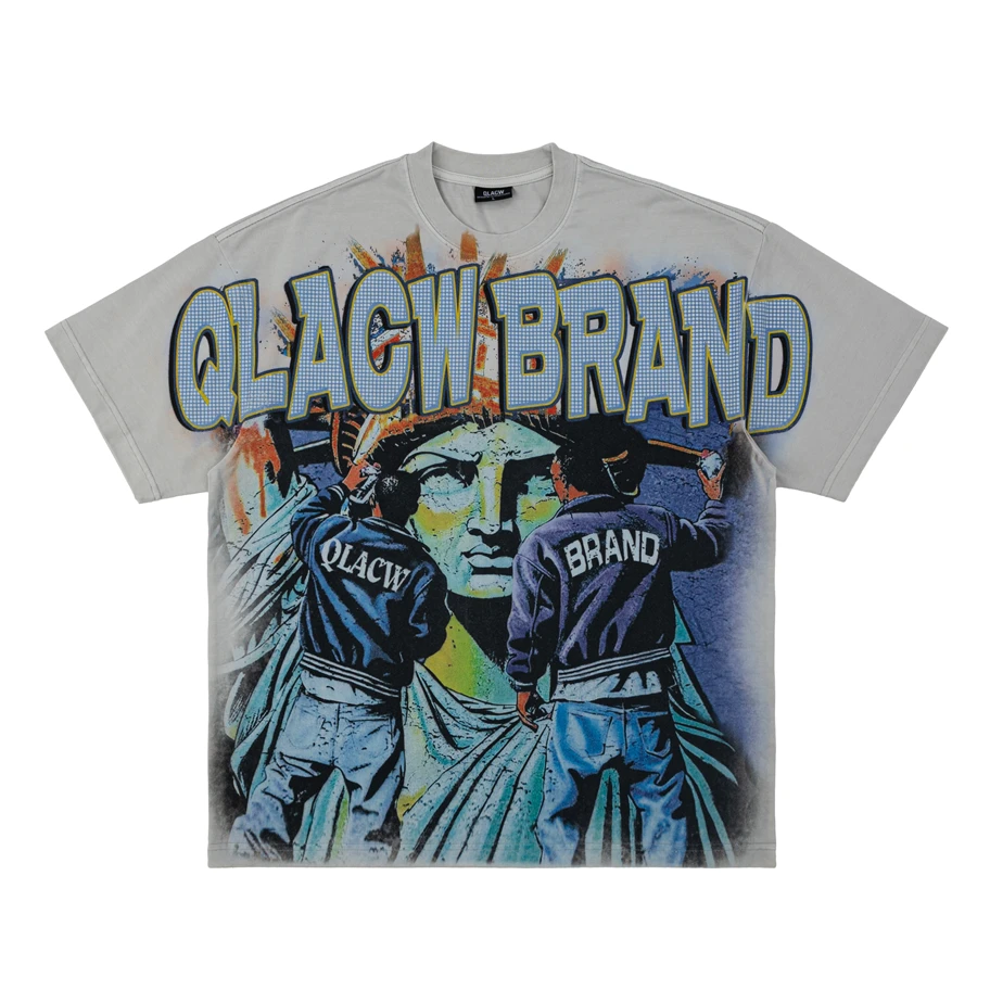 

American High Street Sle fiti Print ort Sve T-irt round Ne Loose Fit ex Vintage Look Youthful Trend Summer...