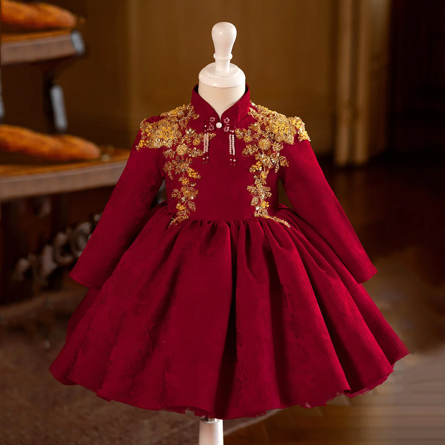 

Children Fashion Birthday Baptism Princess Ball Gown Girls Host Piano Performance Dress g481