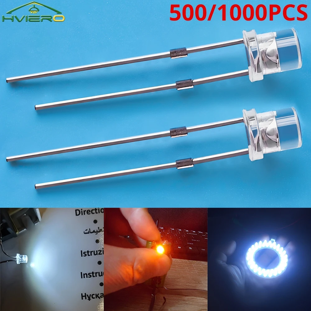 

500/1000Pcs Ultra Bright Flat Top Head White Red Yellow Blue DIY Decoration Bulb Diode Emitting Lamp 1.8-3.4V LED 3mm Light Bead