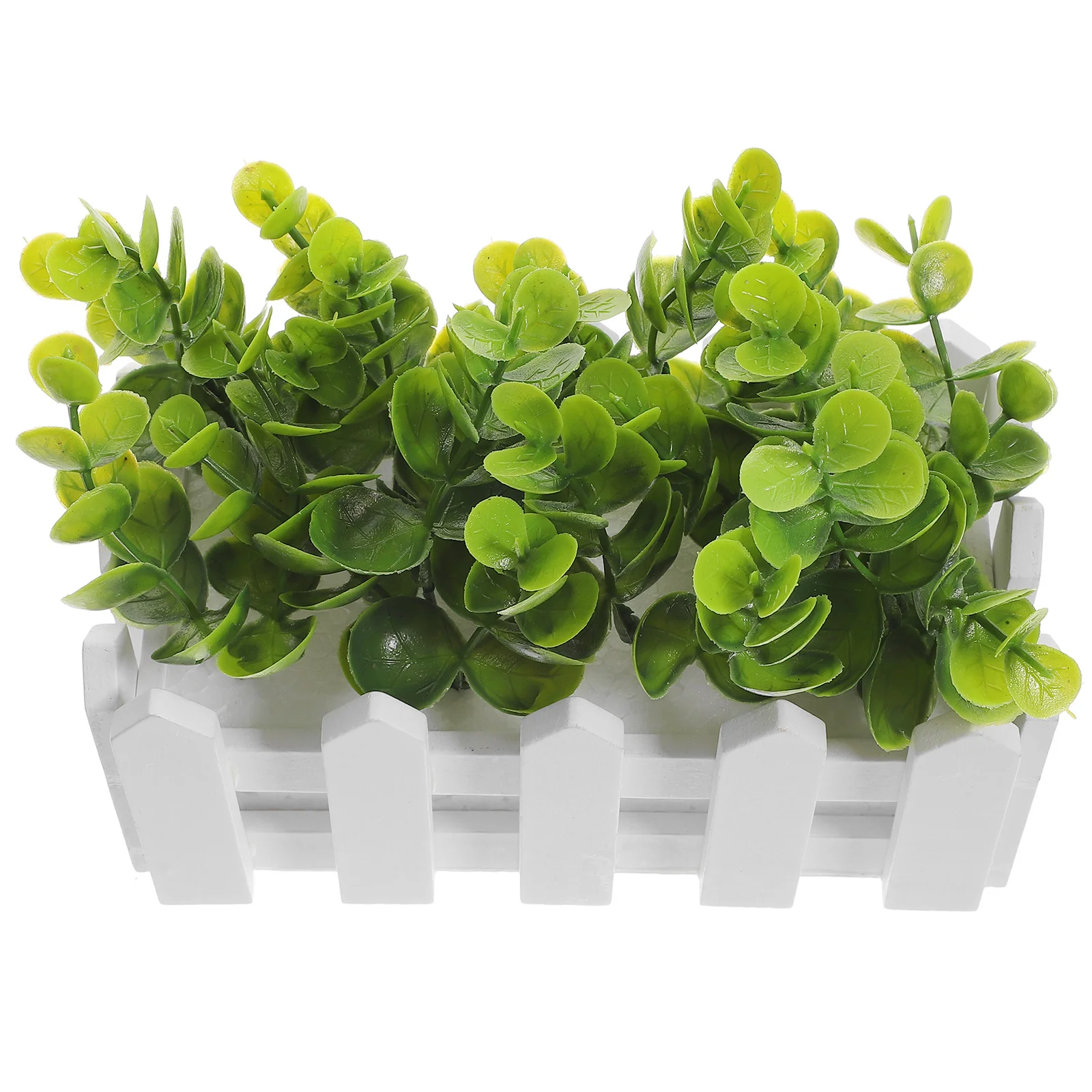 

Fake Potted Eucalyptus Plant Artificial Greenery Artificial Eucalyptus Plant Wooden Fence Room Desktop Decor Fake Plants