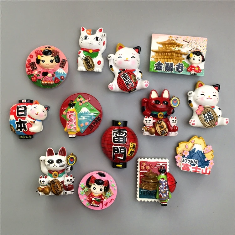 Export Creative Travel Souvenir Lucky Cat Fuji Mountain Cartoon Magnetic Sticker Fridge Magnet Magnetic Sticker Japan