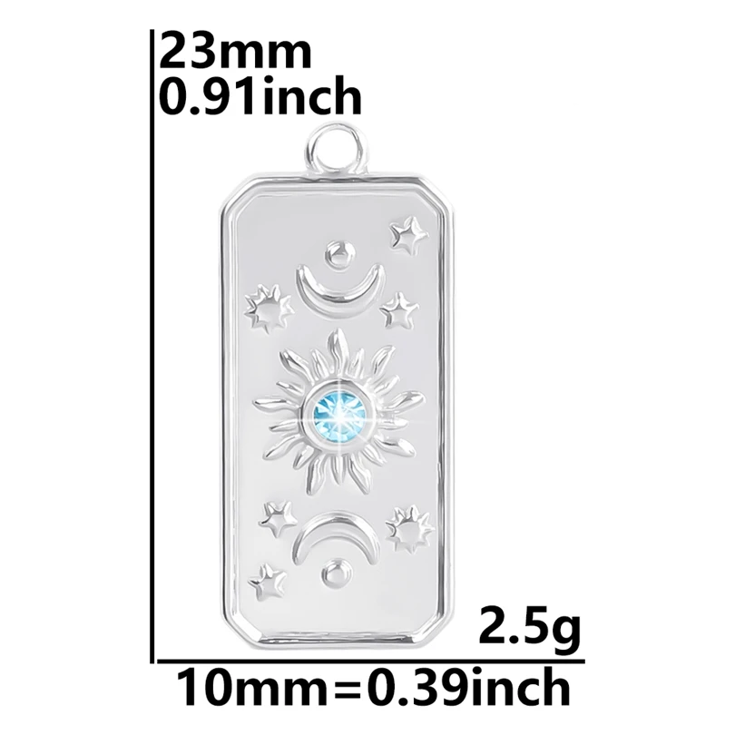 6pcs Stainless Steel Rectangle Charms for Jewelry Making