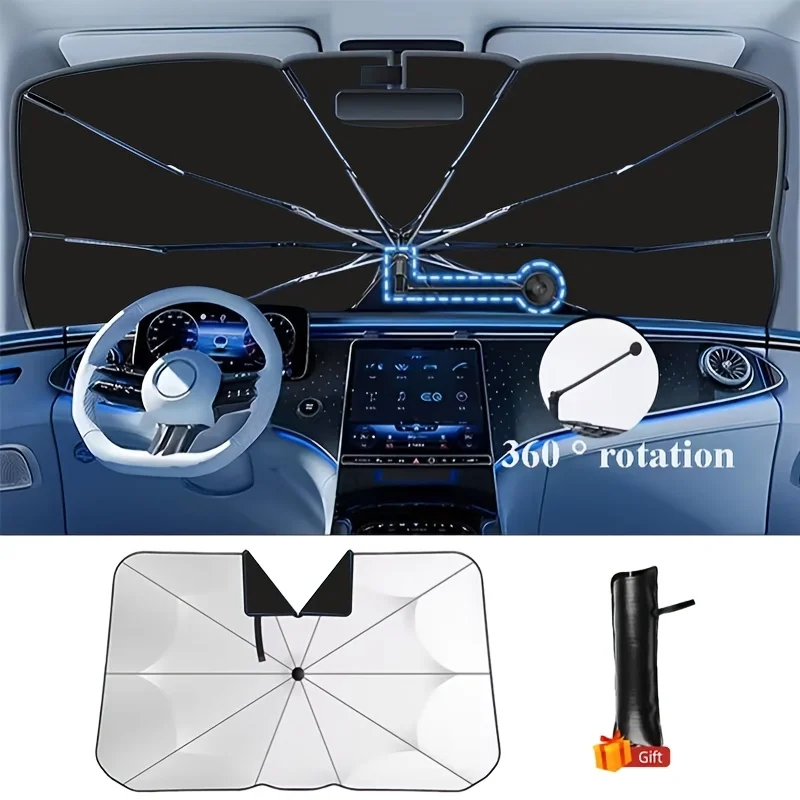 

Автомобильный солнцезащитный козырек на лобовое стекло, зонтик 360° ° Вращающаяся гибкая ручка Солнцезащитный козырек на переднее окно Защита от ультрафиолета Летняя защита от солнца