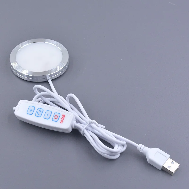 Ultrathin 8mm USB Dimmable Spotlight Surface Mounted 5V Mini LED Circular Simple 3W Ceiling Light Exhibition Cabinet Lamp