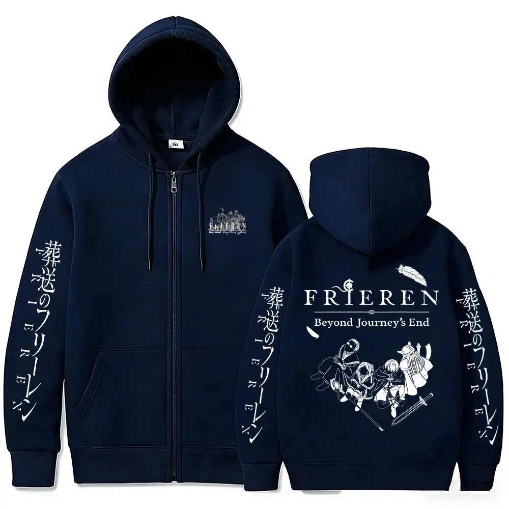 Anime Frieren: Beyond Journey's End Frieren Merch Reißverschluss-Hoodie für Herren und Damen, Freizeitkleidung, Cosplay, Manga, Harajuku, Jacke mit Reißverschluss – Detail 4