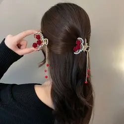 Long Tassel Hairpin Exquisite Pearl Anti-Collapse Ponytail Hair Clip Hair Accessories Headdress Grab Clip Braided Hair