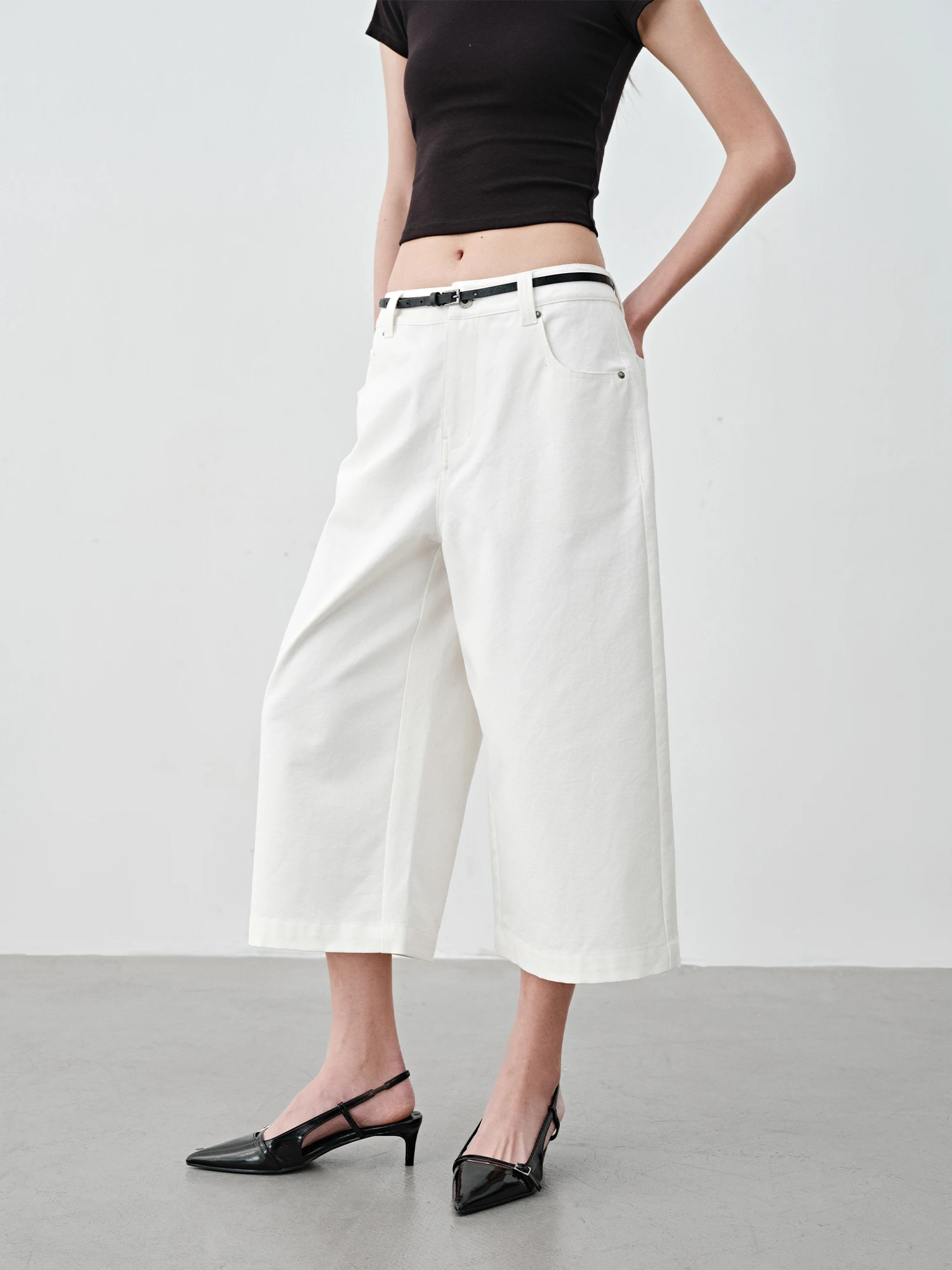 

Брюки HaveRice Casual из хлопка с широкими штанинами, белые, с эффектом утяжки, свободного кроя, женские, весна-лето