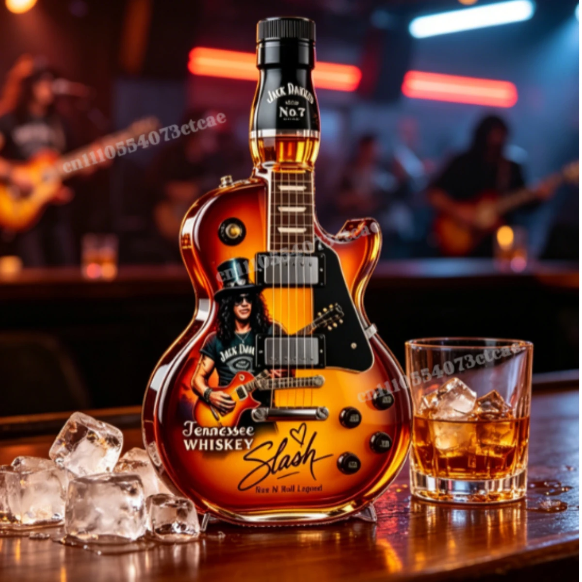 Nouvelle Bouteille de Vin en Verre Design Guitare Électrique 2026, Carafe à Whisky Thème Rock Unique, Parfaite comme Ornement de Table de Bar