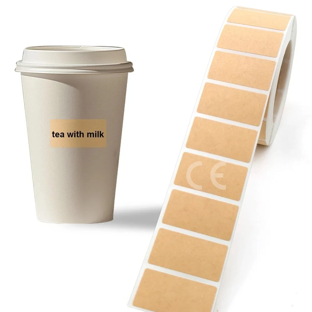 260-800 szt. Rolki naklejek z papieru kraft, samoprzylepne, do ręcznego pisania, do klasyfikacji, pakowania, notatek