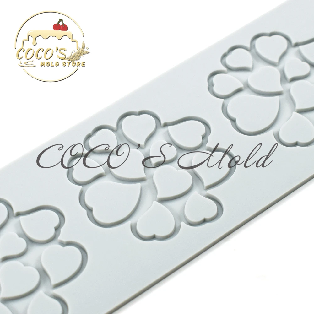 Hearts Pattern Lace Mat Dessert Decorating Sugar Craft Silicone Pad Fondant Cake Chocolat Mould Kitchen Pastry Baking Tools