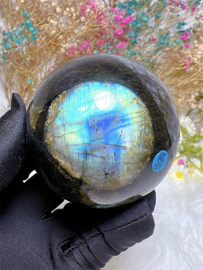 Natura Crystal Labradorite SPhere With Rain Bow Free Form  Carving Reiki Healing Stone Home Decoration Exquisite Gift