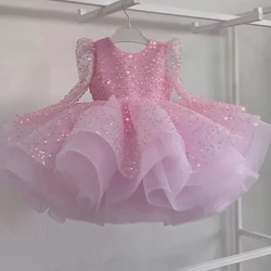 Flower Girl Dress Up Baby Girl Beauty Pageant Dress Butterfly Sequin Princess Dress Preschool Girl Special Occasion 0-6-year-old