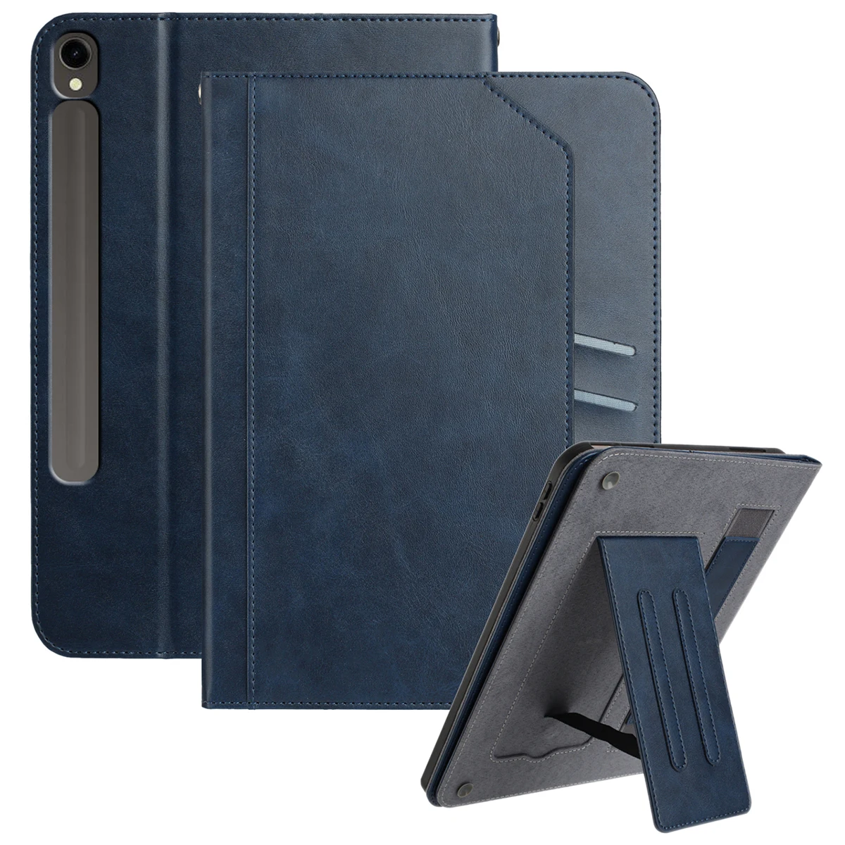 

Чехол-подставка для Samsung Galaxy Tab S10 FE / S9 / S9 FE Автоматическое пробуждение / сон Чехол для планшета из искусственной кожи с кошельком / ремешком на руку - синий