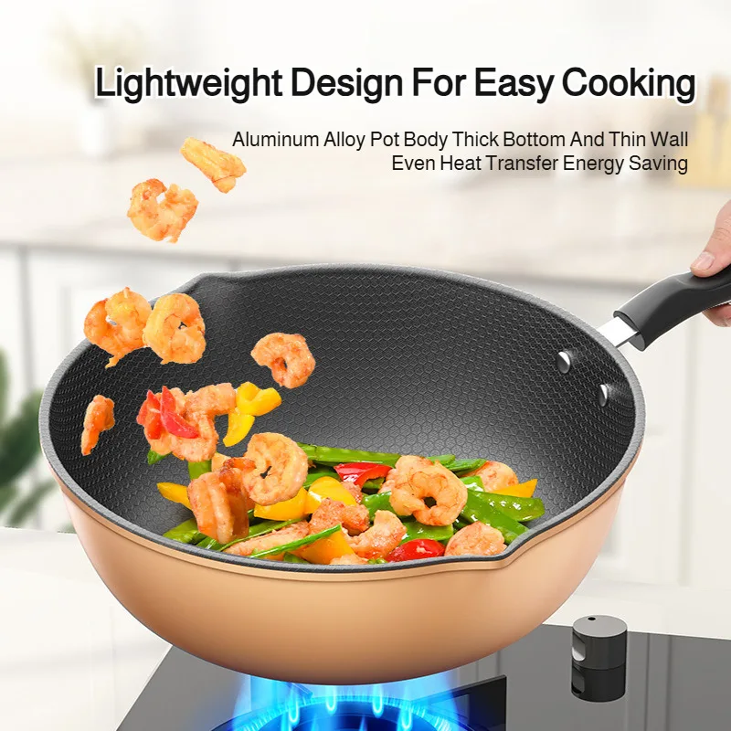 

【Сковорода с антипригарным покрытием】ВК с антипригарным покрытием в виде сот — многофункциональная сковорода для всех плит, устойчивое к царапинам покрытие