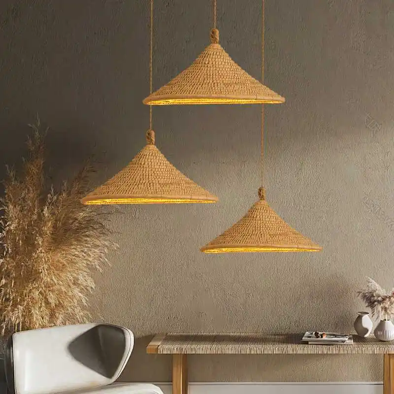 手織りのパーソナライズされたクリエイティブなレストランシャンデリア、ダイニングルームの天井ペンダントライト、吊り下げランプ、LED室内照明