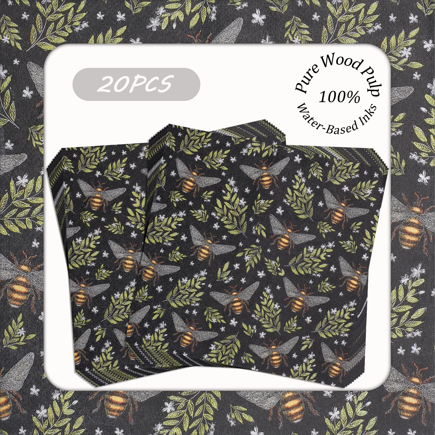 20 шт. бумажная салфетка с принтом ванильных