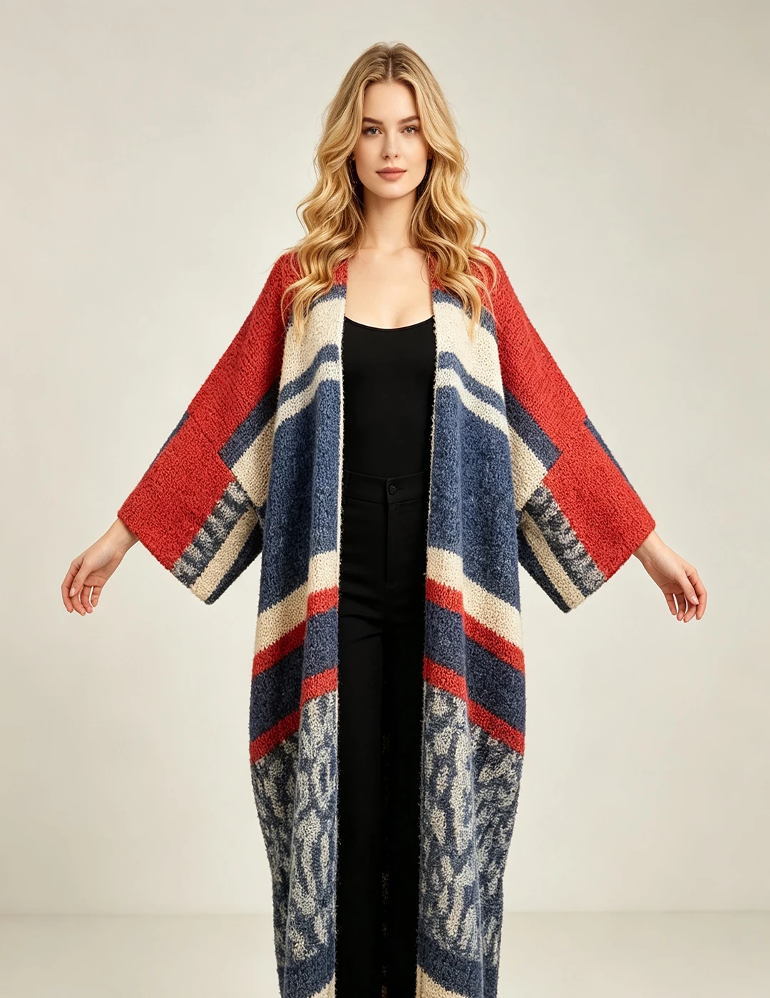 Women'S Fashion Kimono - Damen-Wintermode: Lange, lockere, warme Kimonos, afrikanische,