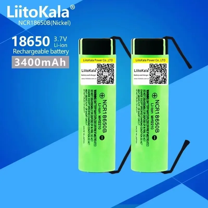 LiitoKala New Original NCR18650B 3.7v 3400mAh 18650 Li-ion Rechargeable Battery Welding Silica gel Cable DIY