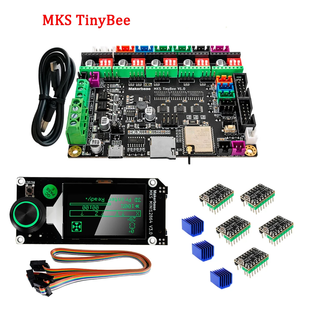 

MKS TinyBee V1.0 3D Printer Motherboard ESP32 WIFI MCU 32bit TFT Screen wifi function WEB Control Board Tmc2209 Stepper Driver