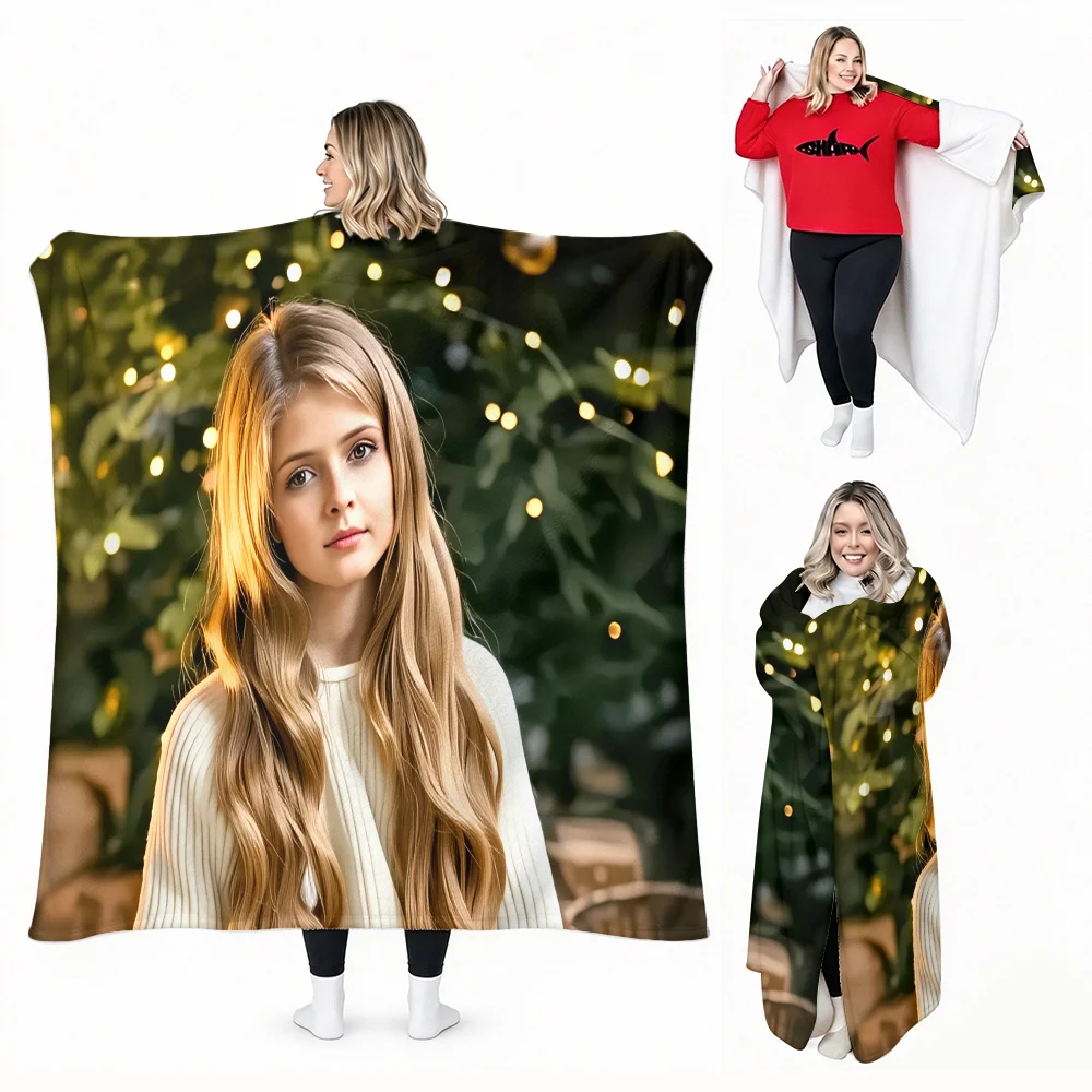 Customized warm, thickened and comfortable windproof sweaters, loose indoor and outdoor blankets for couples, essential in cold