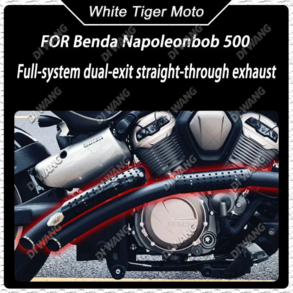 For Benda Napoleonbob 500 Modified Retro Dual Swept Full Exhaust System Straight Muffler Motorcycle Accessories