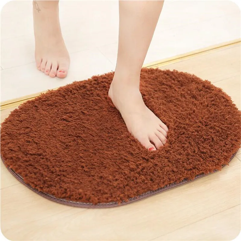 Soft Water Absorption Bath Mats Toilet Floor Doorway Rug Thick Carpets Non-slip Bathroom Mats Memory Foam Bath Rug Ellipse Mats