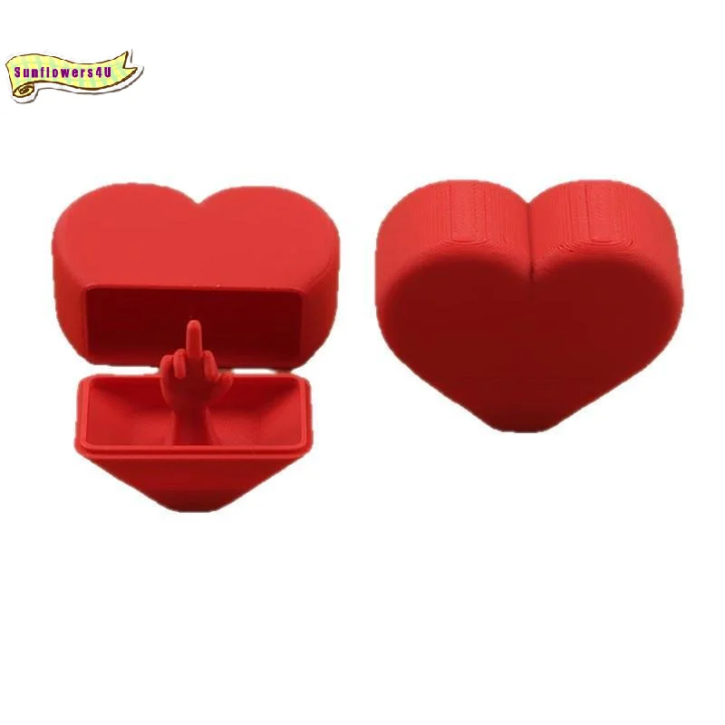 3D Printed Heart Shaped Surprise Box Funny Hidden Middle Finger Prank Prop for Home Desk Decor Gag Gift