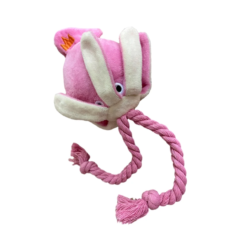 Cute Squid Small Dog Toy Interactive Plush Pet Puppy Rope Toys Pink Chew Squeak Toys For Dogs