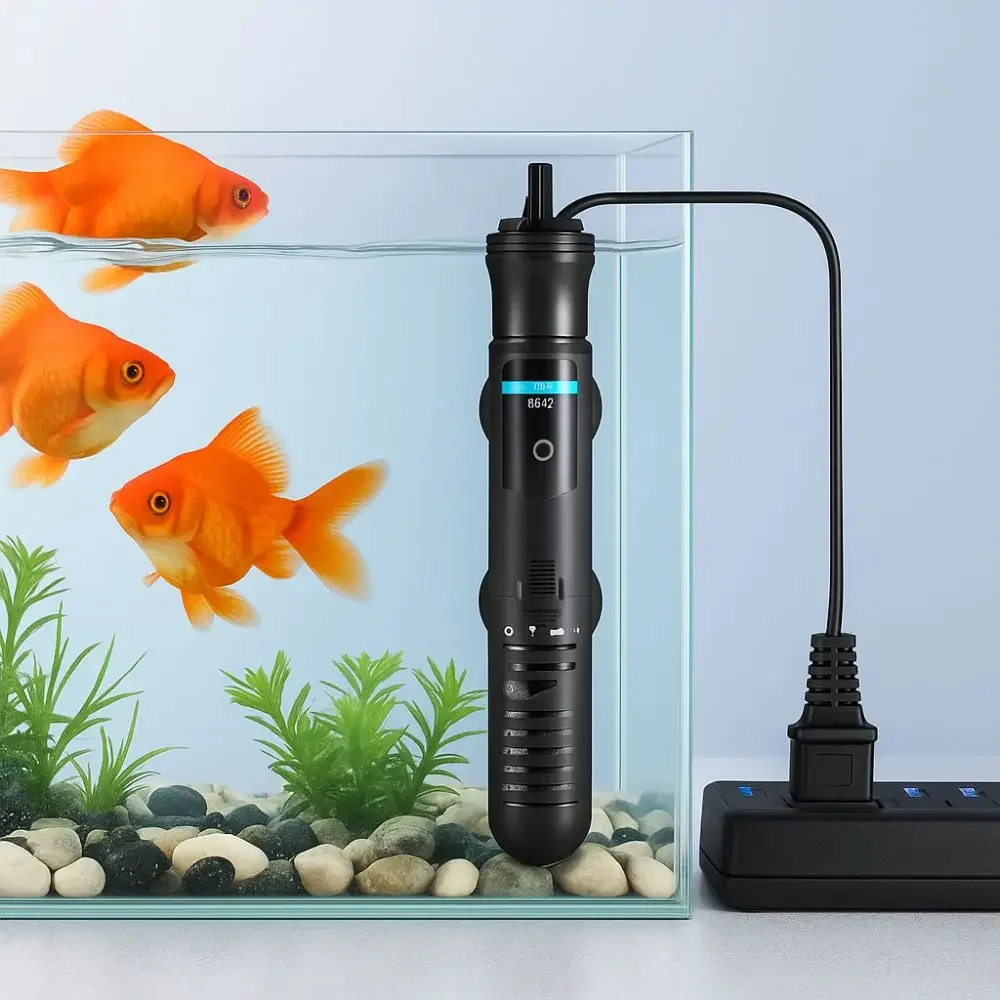 

Погружной нагреватель из кварцевого стекла для аквариума, регулируемый контроль температуры, автоматическое отключение питания, нагреватель для аквариума 16-34 ° C с крышкой