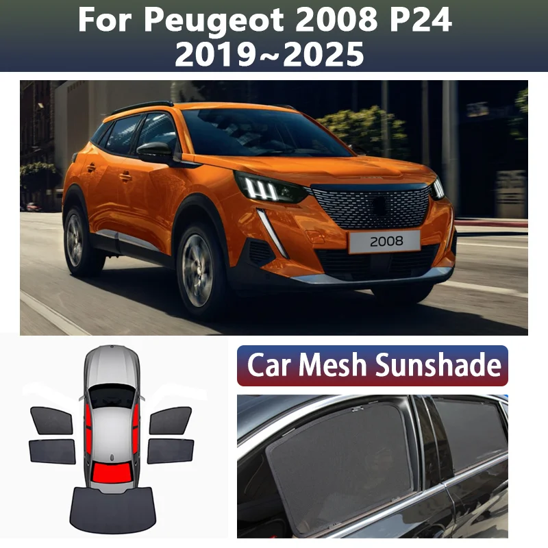 

Солнцезащитный козырек для автомобиля Peugeot 2008 P24 2019~2025, сетчатый, магнитный, для защиты от солнца, конфиденциальности и затемнения, аксессуары